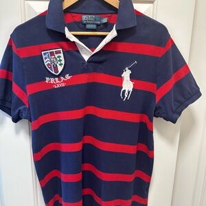 Polo Ralph Lauren Navy and Red Striped Polo Shirt